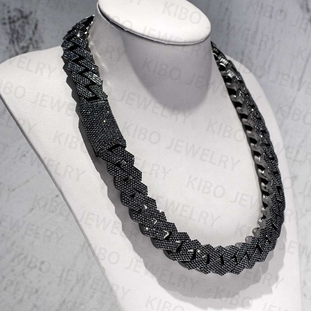 Hip Hop Necklace Black Gold Vvs Moissanite Diamond Iced Out Cuban Link Chain