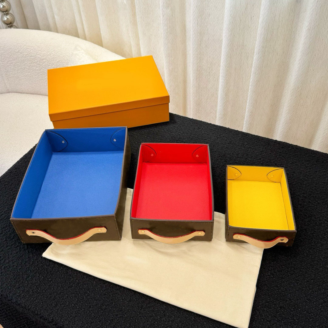 Cases Bags george desk tray jewelry case office storage box accommodates a4 documents canvas pochette accessoires three piece set