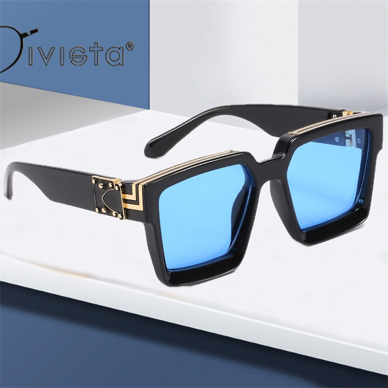 Oversized Square Sunglasses Steampunk Big Men Designer Women Cool Thick Sun Glasses Vintage Fashion y2k Cyberpunk Futuristic Personalized Retro Gold S