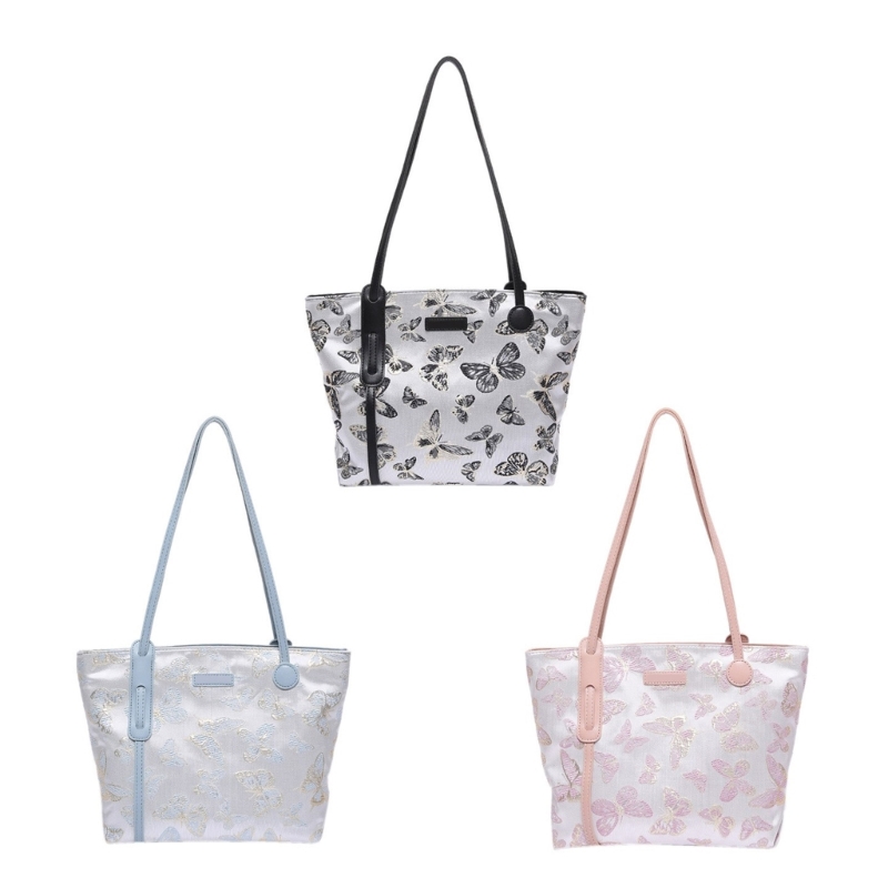 Embroidered Butterfly Canvas Top Handle Bag for Women Shoulder Bags Handbag Dropship