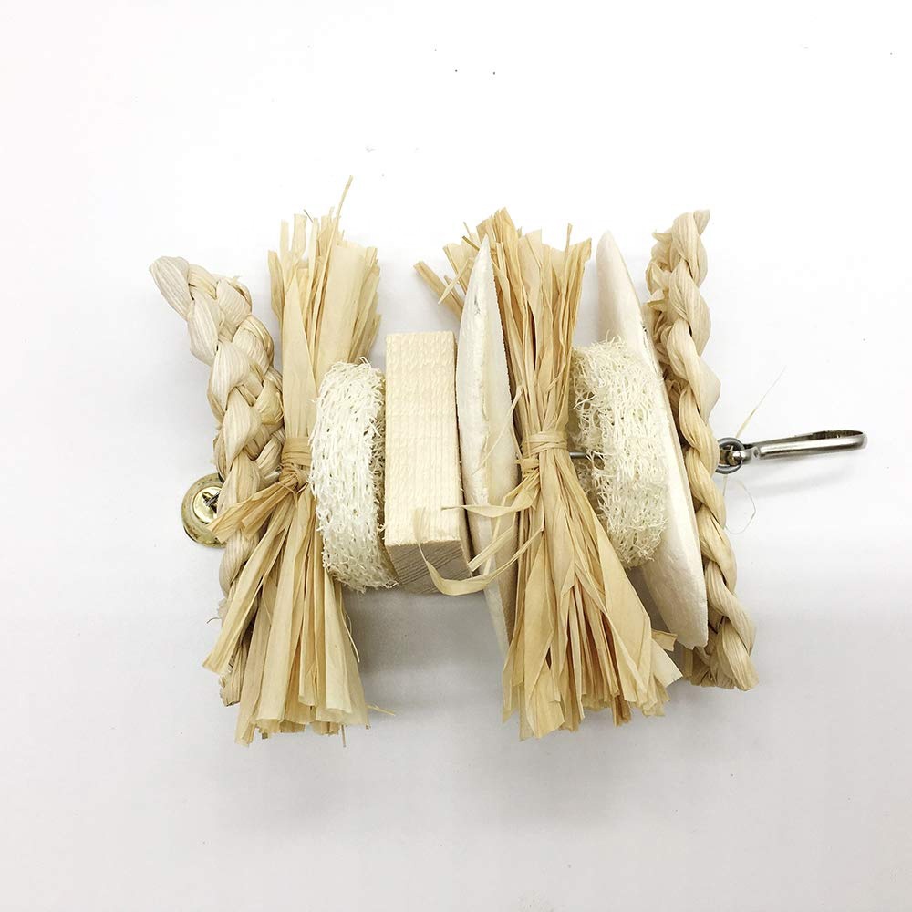 Bird Toy Parrot Bite Corn Leaf Cuttlefish Bone Chewing Loofah Grass Silk Pet Bird Cage Decorative Accessories Toy