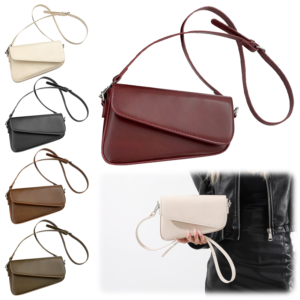 Women PU Small Square Bag Solid Color Irregular Commuting Bag All-Match Daily Satchel Bag Adjustable Strap Outdoor Travel Bag