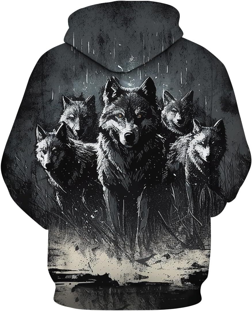 Hoodie for Mens Womens Novelty Wolf Graphic Hoodies Cool hoodies Sweatshirt Pullover Graphic Hoodies sweatshirt Pullover Long Sleeve Fashion Trend Wol