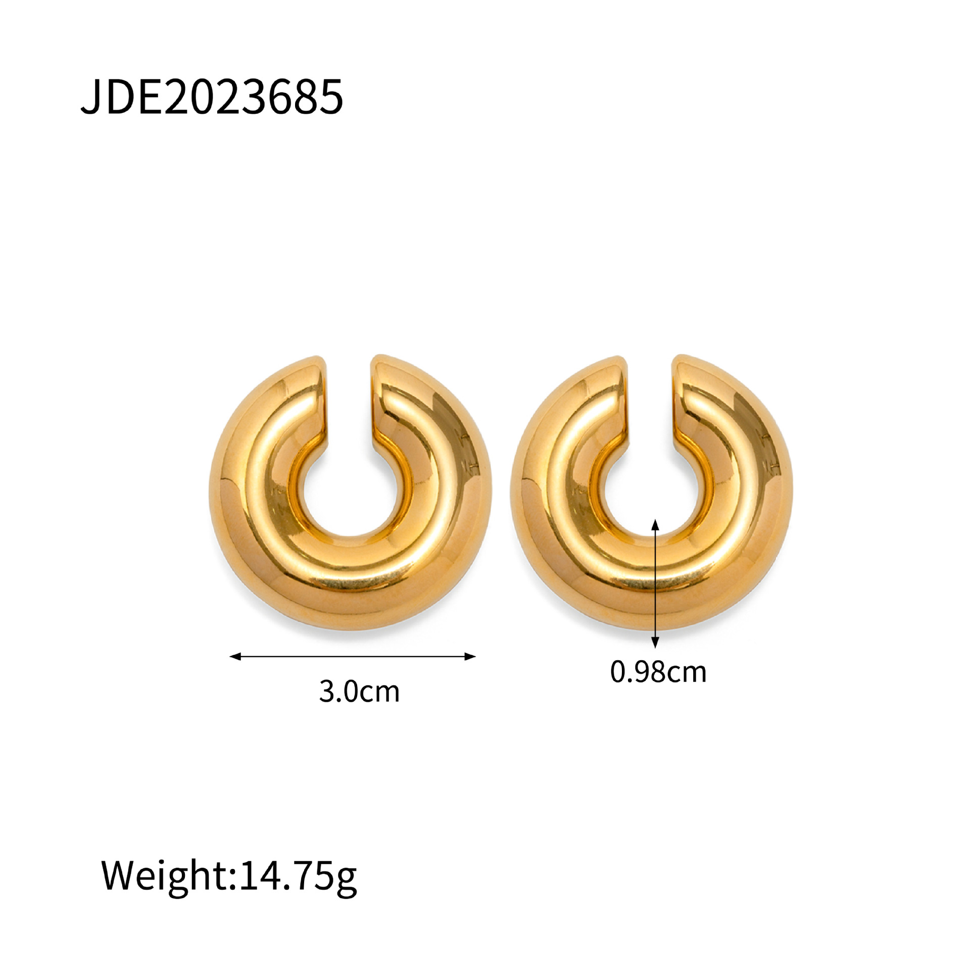 Designer Retro C-shaped Ear Clip for Women Stainless Steel Plated 18K Gold Classic Banquet Party Wedding Jewelry Free Shipping Wholesale