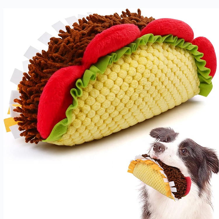 Customized Plush Taco Dog Toy Pet Supplies Puppy Birthday Toys Stuffed Dog Chew Toys For Teething