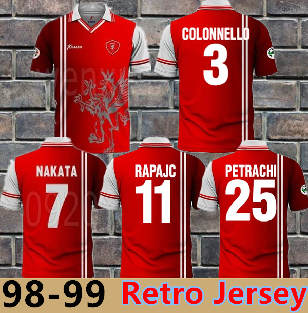 1998 1999 camiseta de retro Soccer Jerseys Perugia 98 99 Perugia BERNARDINI COLONNELLO Calcio NAKATA RAPAJC PETRACHI de vintage shirt set Short