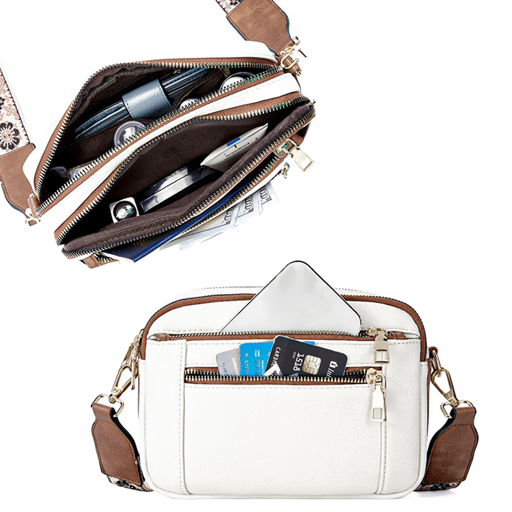 Women PU Shoulder Bag Stylish Commuting Bag Large Capacity Trendy Messenger Bag Adjustable Strap Multi-pockets Daily Sling Bag