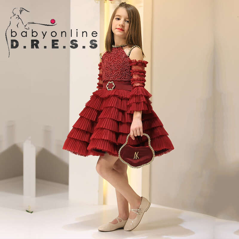 BABYONE Off-swholder Communion Dress with Halter-necke Spaking Rhie Stones Cake Tiered A-e Skirt Gown Fomral Clot