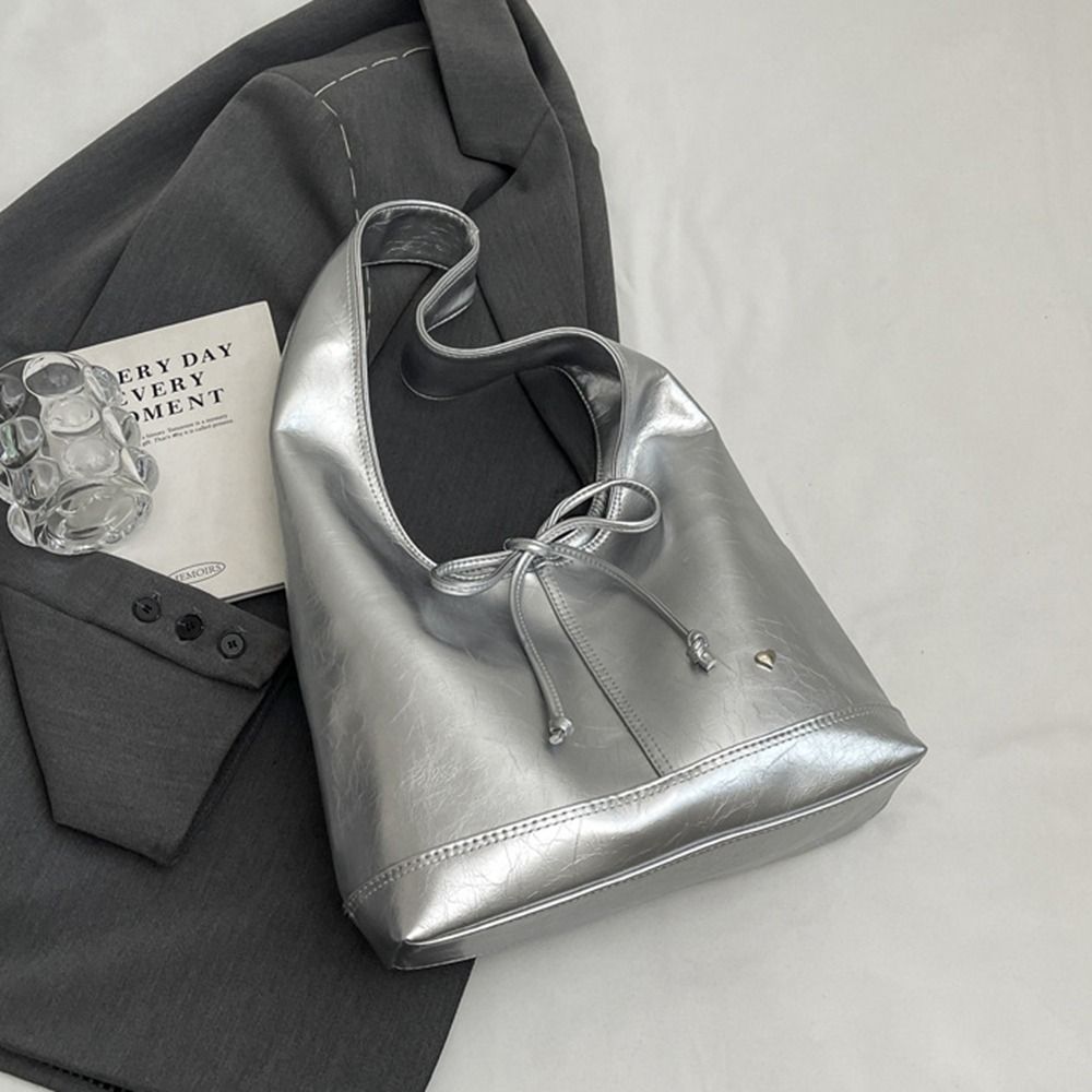 Vintage PU Leather Shoulder Bag for Women Soft Tote Bag Shopper Underarm Bag Fashion Large Capacity Handbag