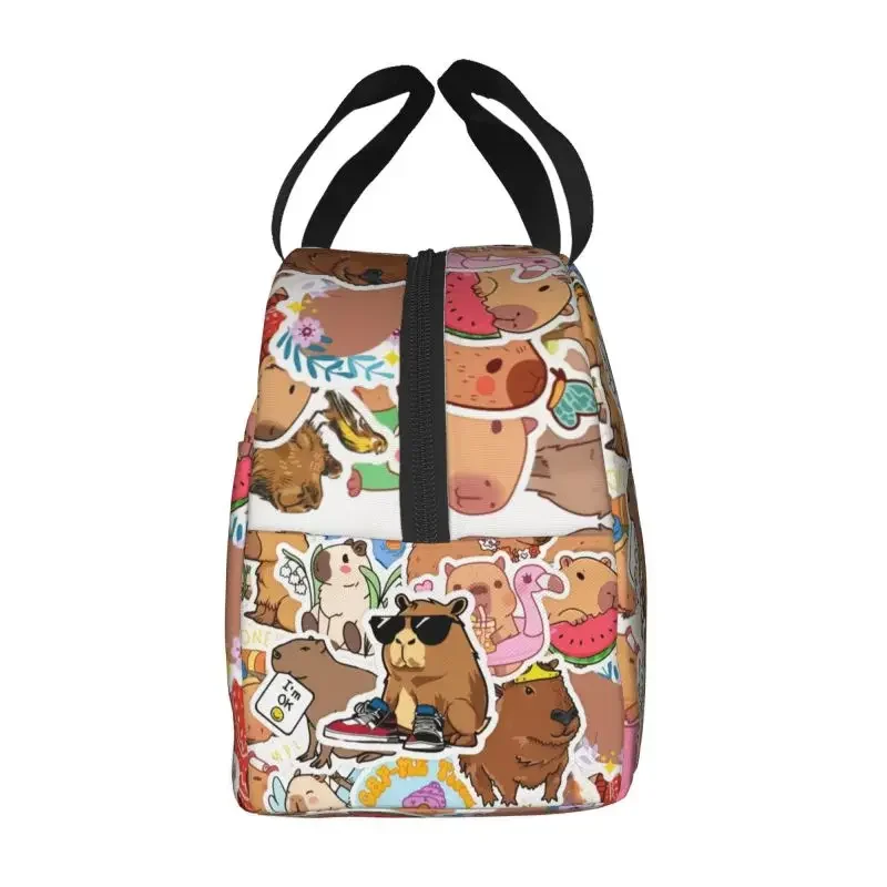 Cute Capybara Collage Lunch Bag Women Portable Cooler Thermal Insulated Lunch Box for Work Storage Food Bento Box