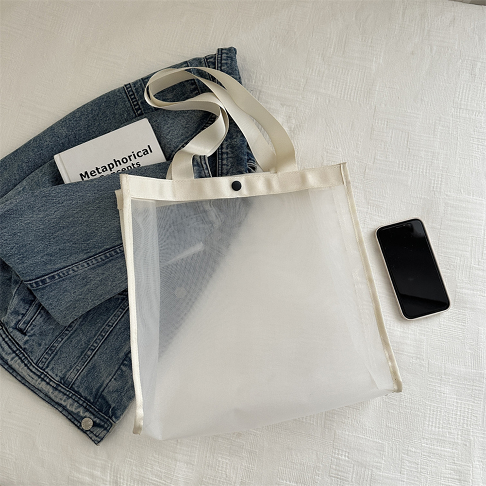 Women Hollow Tote Handbag Large Capacity Shopper Storage Bag Solid Color Simple Shopping Bag for Summer Seaside Trip