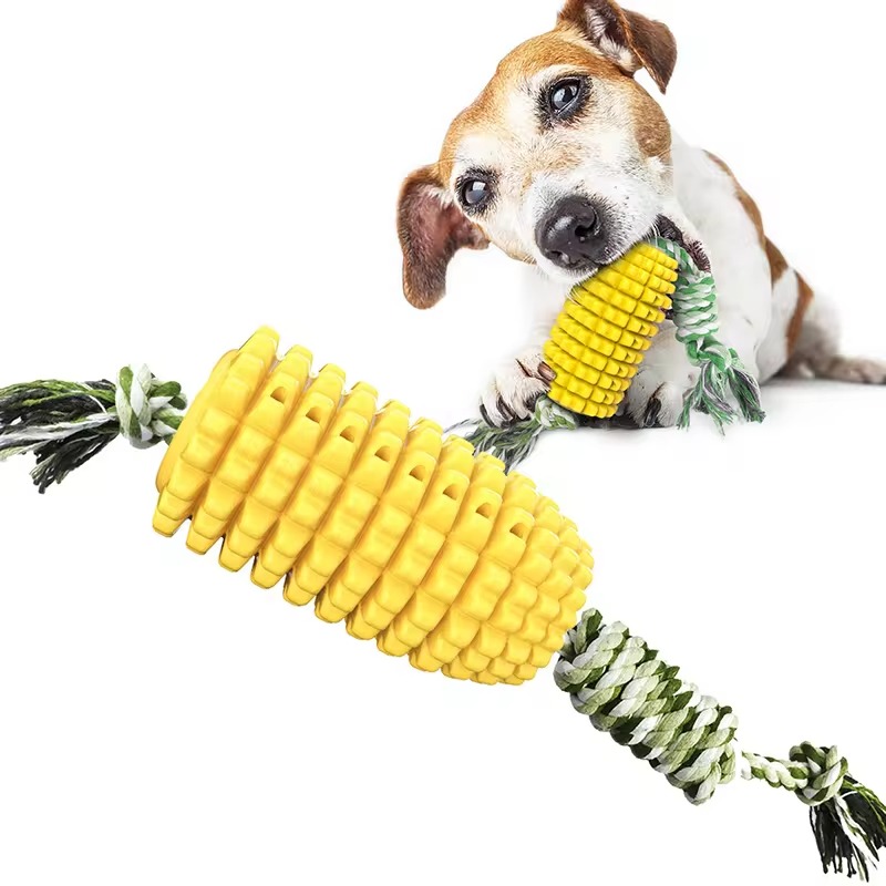 Wholesale Durable TPR Teeth Cleaning Maize Corn Pet Chewing Toy Tiny Dog Dental Care Chew Toys for Dogs Toothbrush