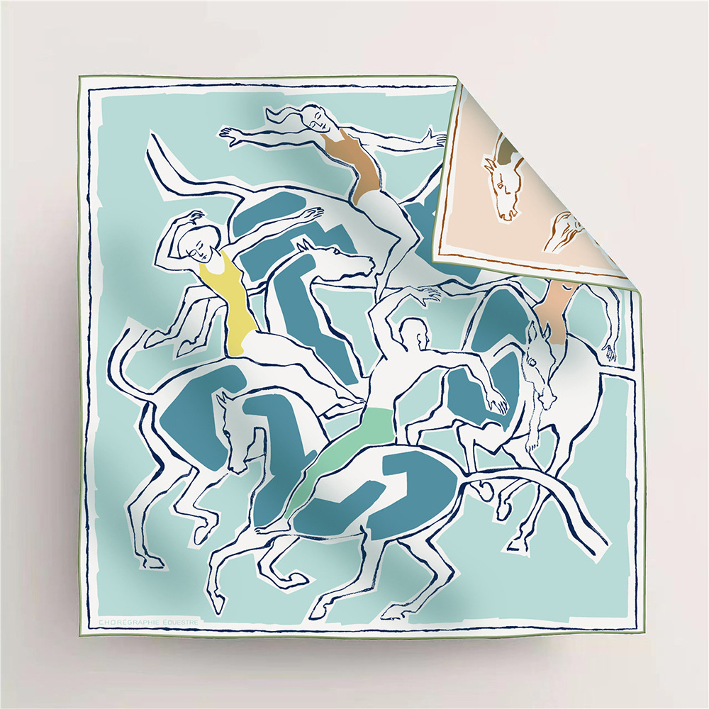 Double Faced Print Scarf 90cm Hand Rolled Edge Scarfs Shawls 90 Silk Scarfs Square Big Handmade Neck Foulard Femme Bag Bandana Tops Bag Belt Accessories