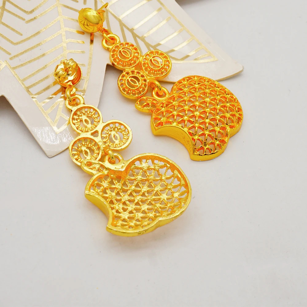 Fashion Necklace Earrings Jewelry Set Dubai Gold Color French For Women Bridal Wedding Arab African Party Gifts 241107