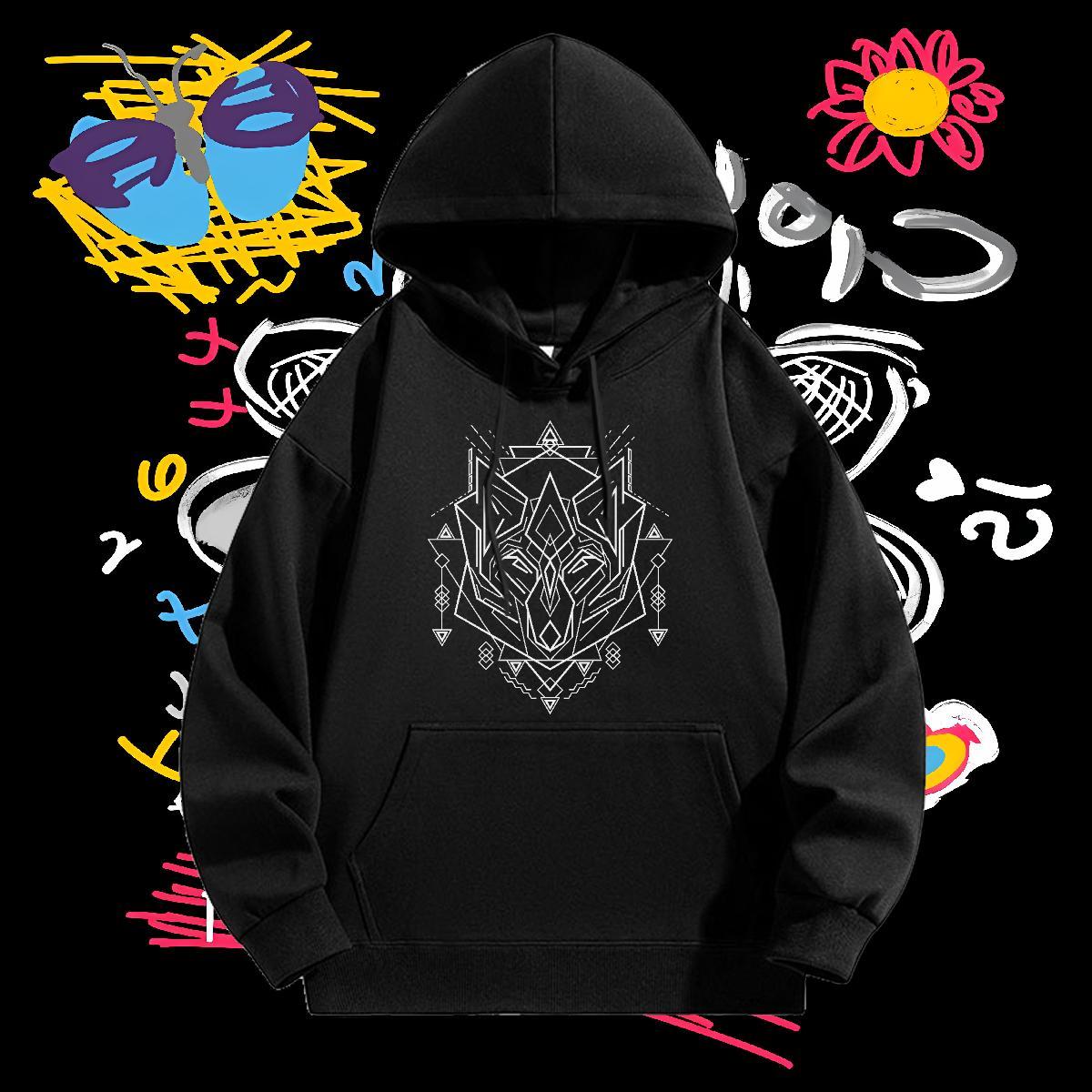 New Hooded Sweatshirt Breathable Drawstring Hoodie Loose Fit Hoodie Pullover DIY Anime Top Hoodie Autumn Winter Thick Fleece
