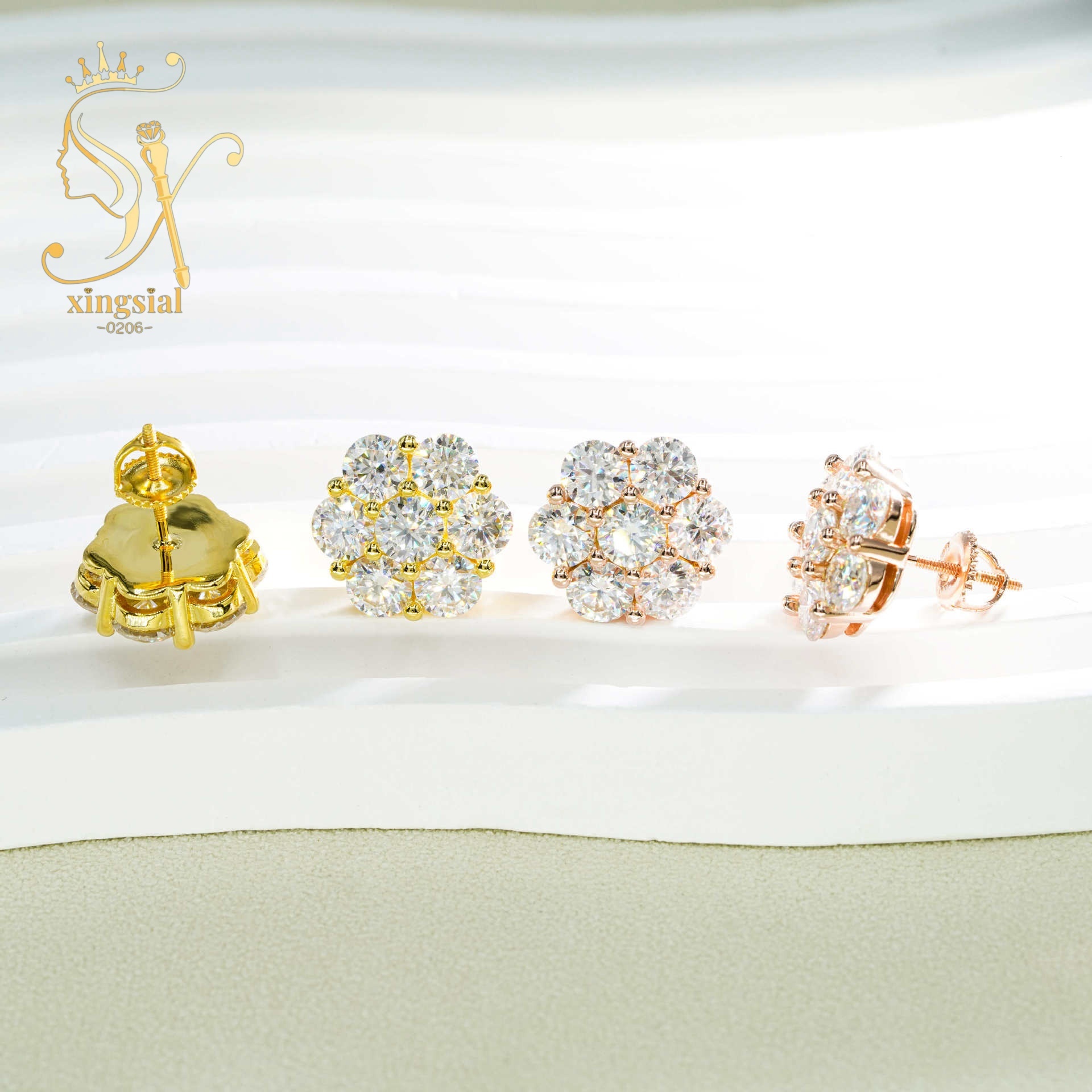 Hiphop style passed dia test wer shape round cut VVS DEF sterg sier women men moissanite earring