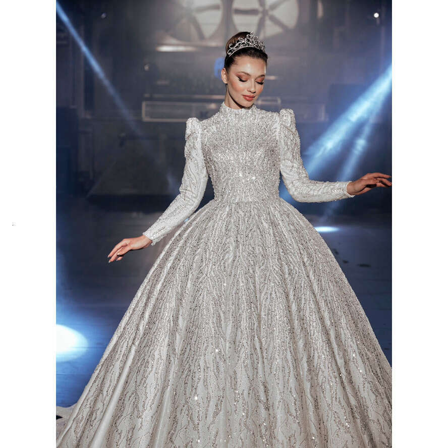 Dubai 2024 Bride Long Sleeves Sweep Train Wedding Party Dress