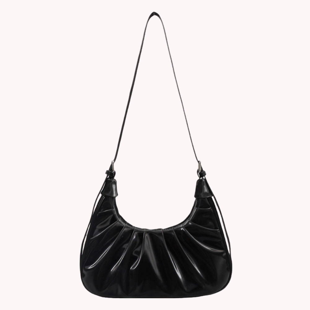 Shoulder Bag for Women Ruched Crossbody Bag PU Leather Adjustable Strap Hobo Bag Clutch Purse for Work Travel