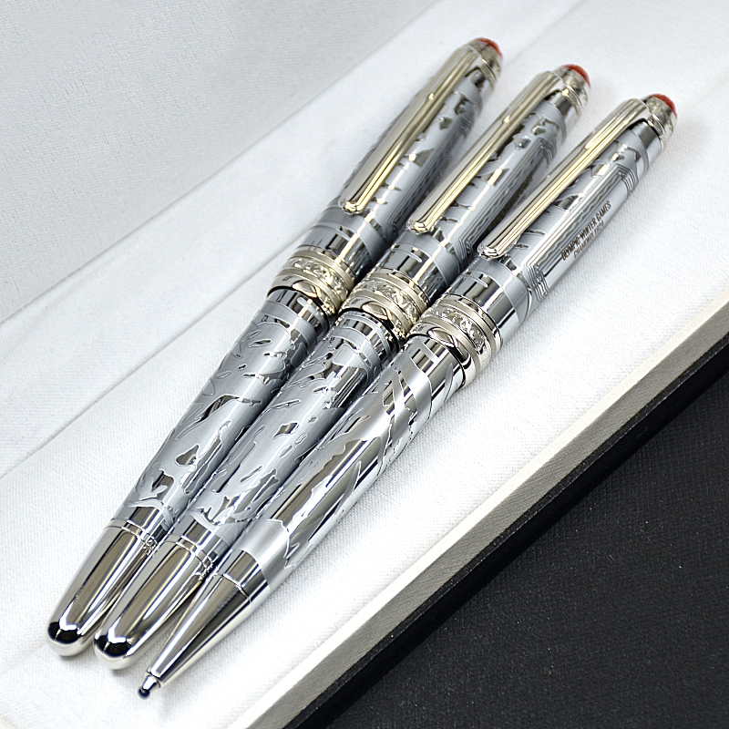 wholesale Special Edition Chamonix 1924 Rollerball Ballpoint Pen Sier Metal Relief Office Writing Ink Fountain Pens With Serial Number
