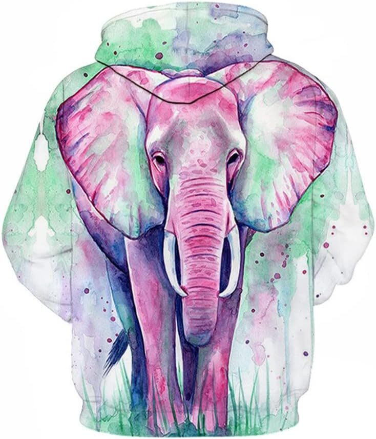 Hoodie for Mens Womens Unisex Funny Animal Hoodies 3D Print Elephant Hooded Sweatshirt Pullover Graphic Fashionable and cool elephant pattern