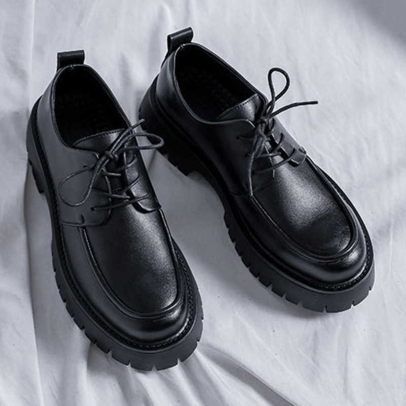 Men Dress Shoes New Big Head Leather Shoes For Mens Trendy Thick Bottom British Youth Height Casual Mens Shoes 241009