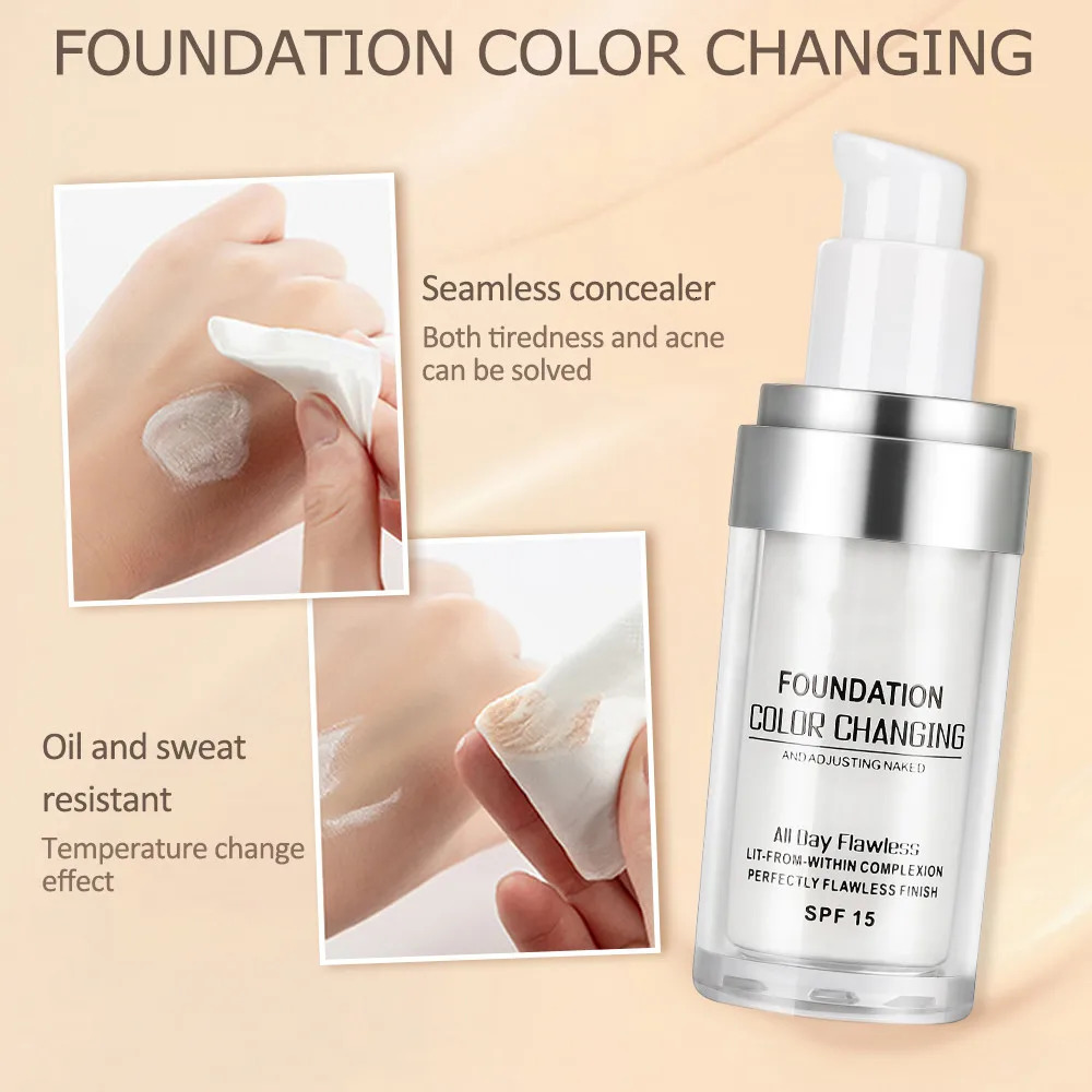 30ml Makeup concealer Liquid Base Temperature Change Natural Compound Long lasting Bright Base 241107