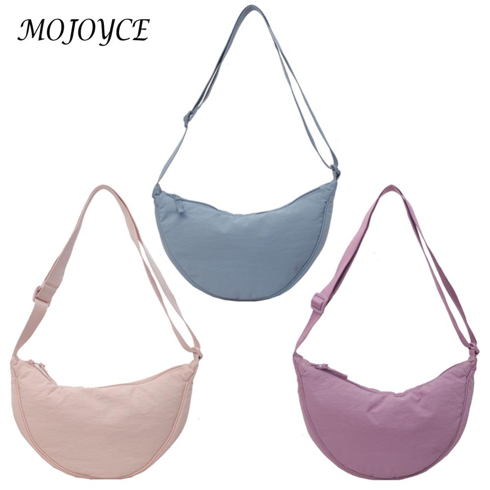 Women Half Moon Underarm Bag Solid Color Crossbody Crescent Bag Fashion Cloud Shoulder Bag Adjustable Strap for Outdoor Travel