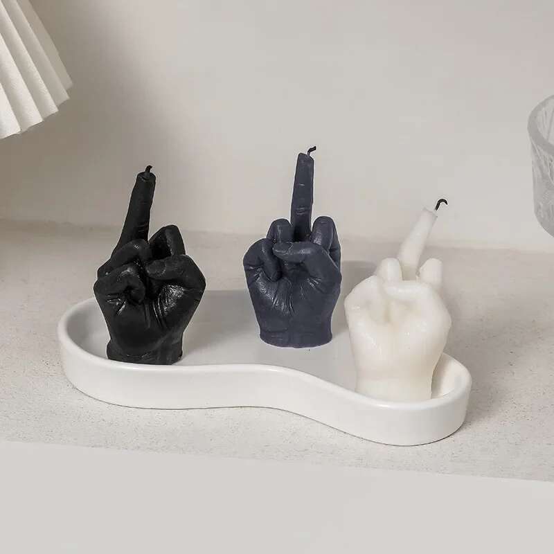 Ornaments Birthday Creative Middle Finger Shaped Gesture Scented Candles Niche Funny Quirky Gifts Home Decoration