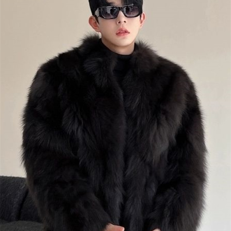 Fur Thickened Men Faux Coat Male Warm Overcoat Long Sleeve Winter Jacket Fluffy Plush Coats