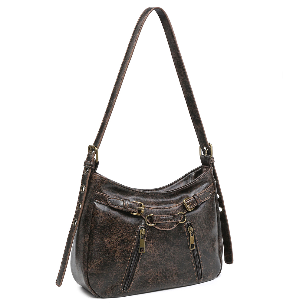 Shoulder Bag for Women Y2K Handbag PU Leather Adjustable Strap Hobo Bag with Zipper Clutch Purse for Work Travel