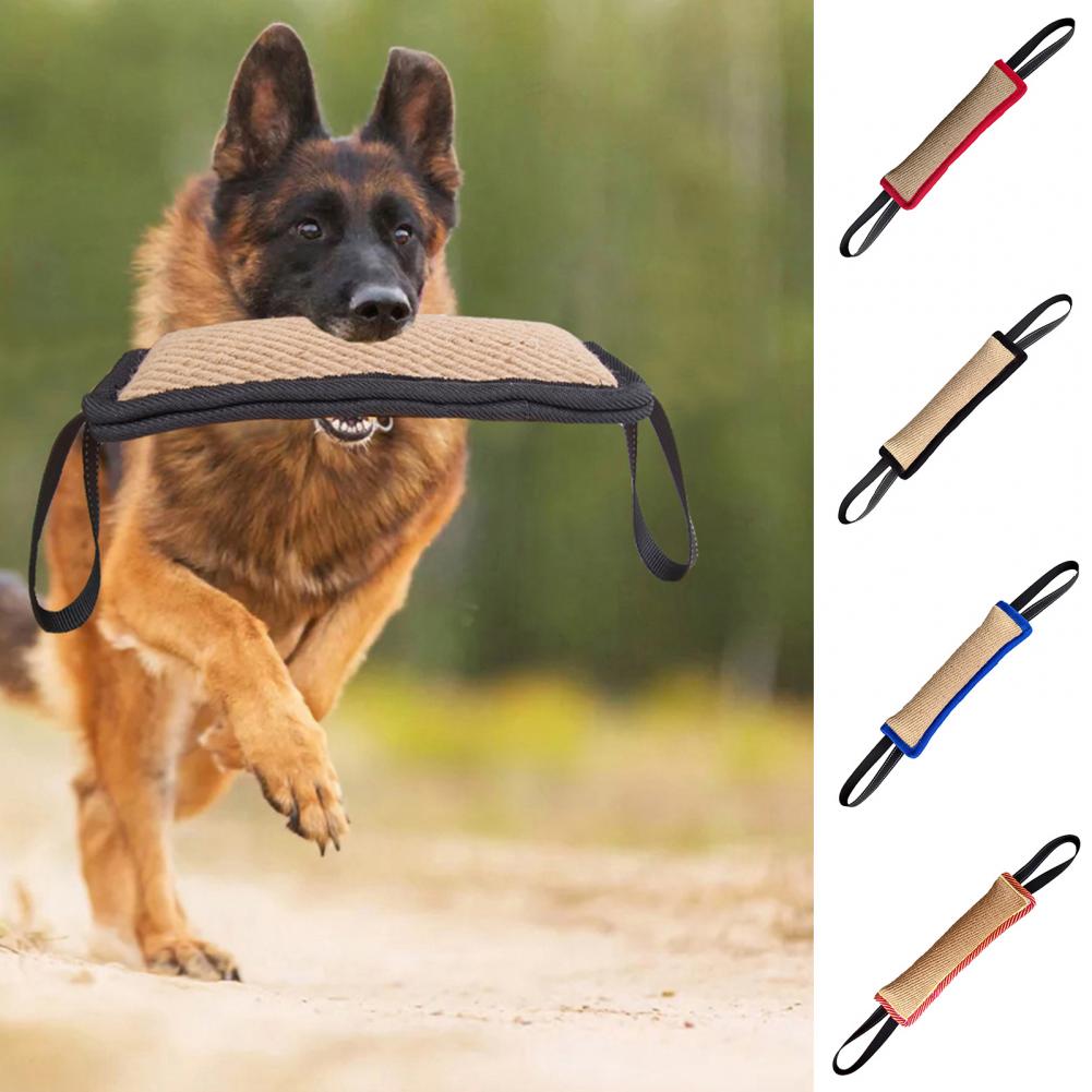 Dog Bite Stick Long-lasting Jute Bite Pillow Pull Toy Non-slip Pet Stick Bite Toy