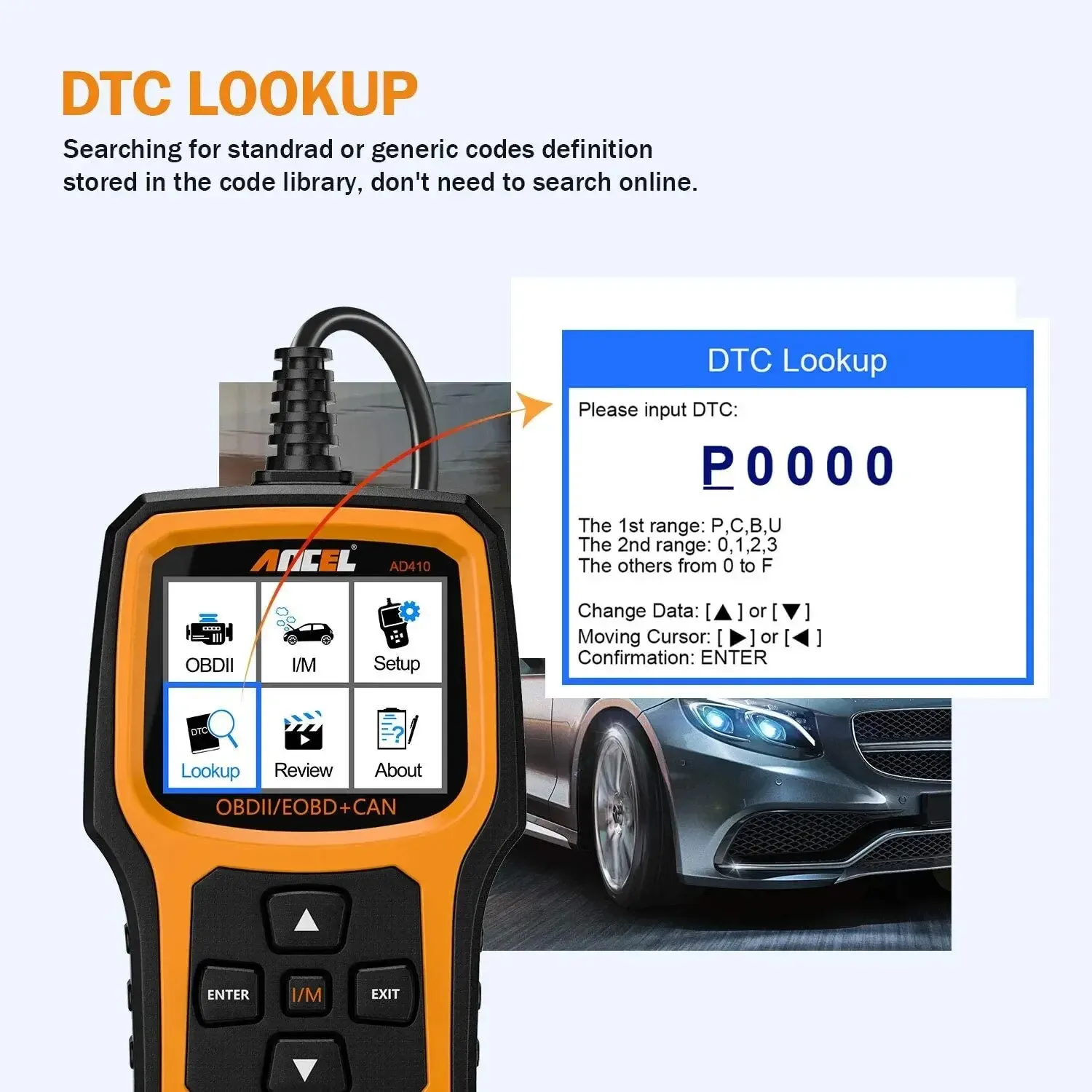 Ancel OBD2 Automotive AD410 Scanner Professional Check Engine Light Code Reader EOBD JOBD Universal OBD2 Car Diagnostic Tools smile