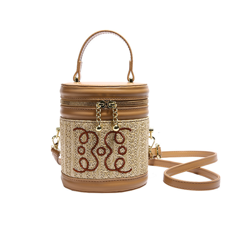 This years bag 2024 fashion embroidery thread letter texture ins internet celebrity handbag crossbody cylindrical bag for women 220315
