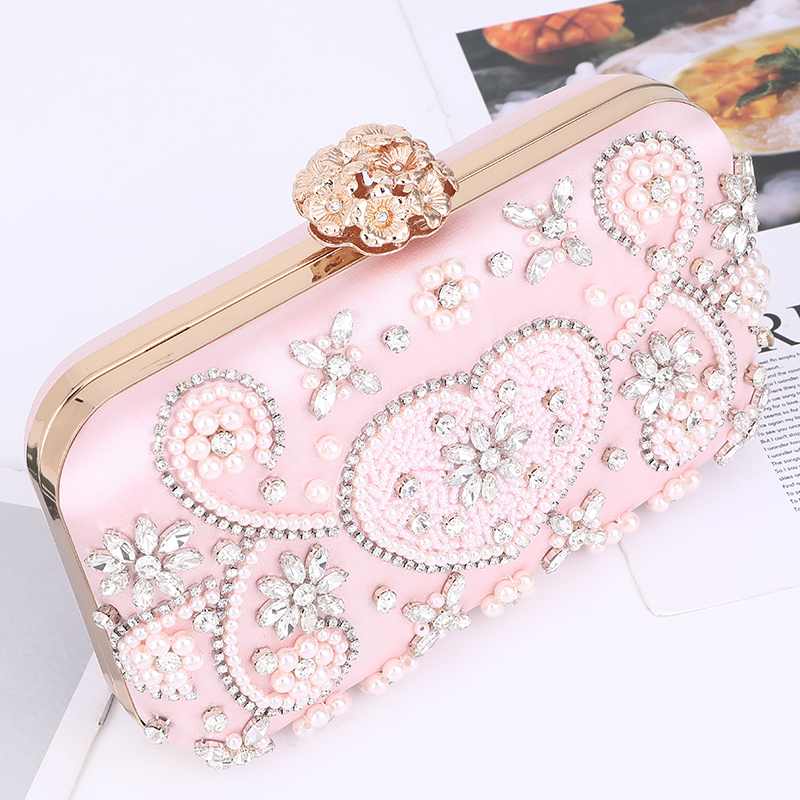 Pure handmade beaded dinner party bag Elegant clutch bag All-in-one chain shoulder bag Women's evening gown bag storage bag