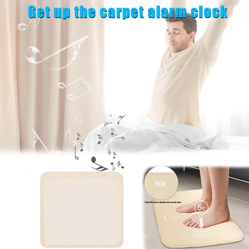 Alarm Clock Stand On Pressure Sensitive Battery Smart Alarm Clock Mat Floor Rug LED Time