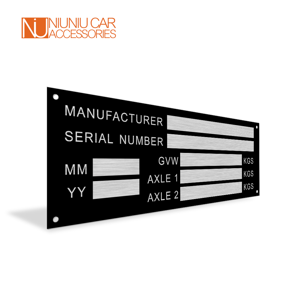 Blank or Engraved Aluminum Vehicle ID Tag 2025 Trailer Weight Plate Smart new Car Box Boat Bike VIN Chassic RV Camper Parts