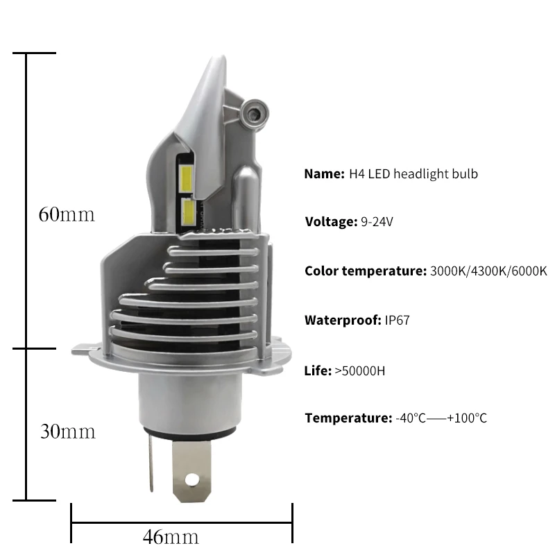 GZKAFOLEE H4 LED headlight 4300K H4 LED Bulb Car/motorcycle 3000K Headlight 2025 High beam Low new beam lights Fighter Foco 6000K White