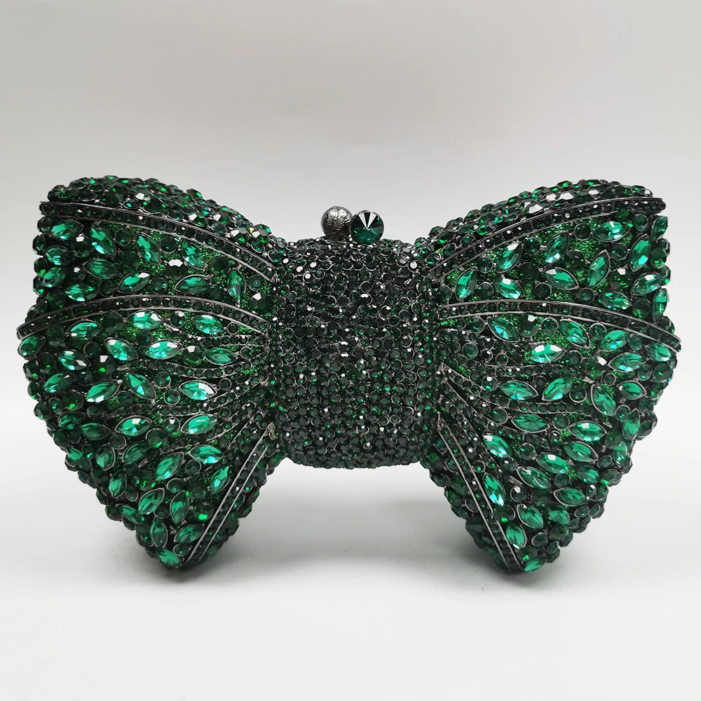 Clutches Green Rhinestone Bow Purple Dia Wedding Purse Newest Crystal Dinner Handbags Designer Party Minaudere Bags smile