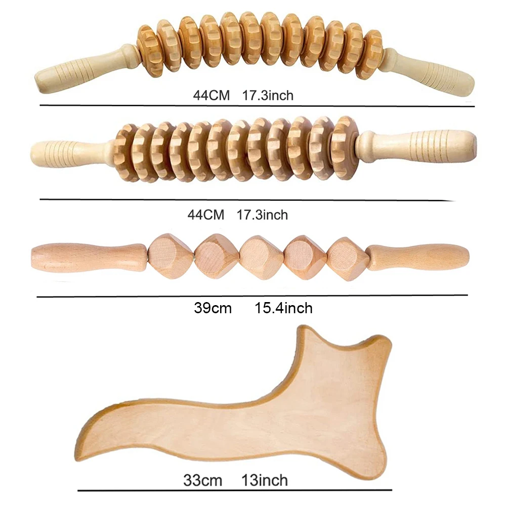 Wooden Massage Roller Stick Wood Therapy Massage Tools Maderoterapia Colombiana Anti-Cellulite Lymphatic Drainage Muscle Relax