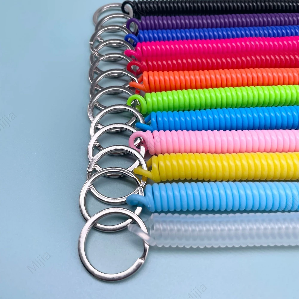 Spiral Retractable Spring Coil Keychain Theftproof Anti Lost Stretch Cord Safety Key Ring with Metal Lobster Clasp for Keys