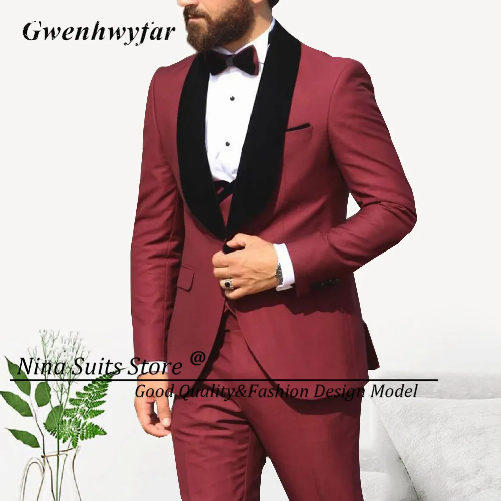 Simple&Classic Men Gwenhwyfar Design Suitsfog Grey Blazer Black Sude Lapel Slim Fit Costume ddmysmile Homme Wedding Party Groom Tuxedo Smile