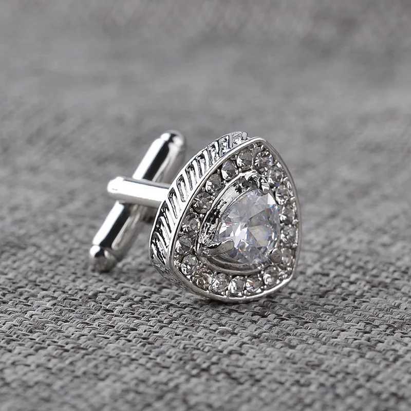 1-6 high-quality luxury diamond triangle mens cufflinks crystal fashion brand cufflink shirts W241109