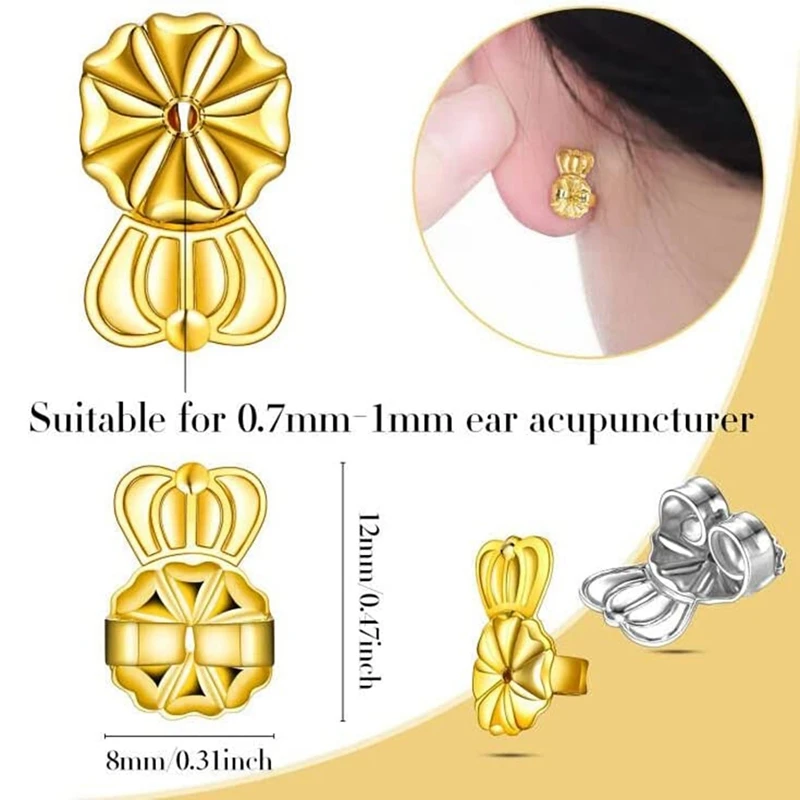 Earring Earring 3-Pairs Backs Backs Lifter Adjustable Hypoallergenic Secure Earring Backs For Heavy Earrings, (Gold) smile Earrings, ()