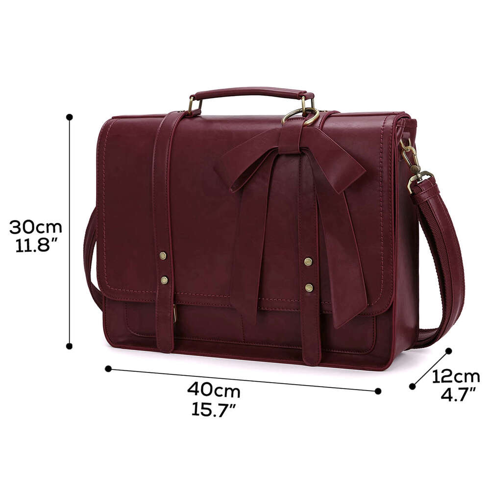 Women's Shoulder Fashion Messenger College Laptop Bag Fits 15.6 Inch Computer ECOSUSI PU Leather Briefcase