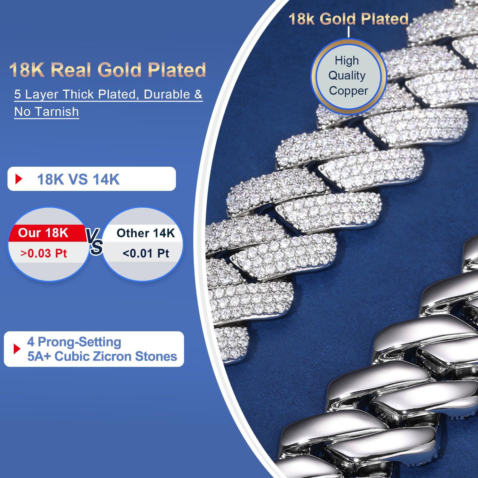 cuban k necklace designer for men 20MM wide 3 row bg dia iced out chain prong choker rapper hip hop thick gold jewelry woman Christmas gift