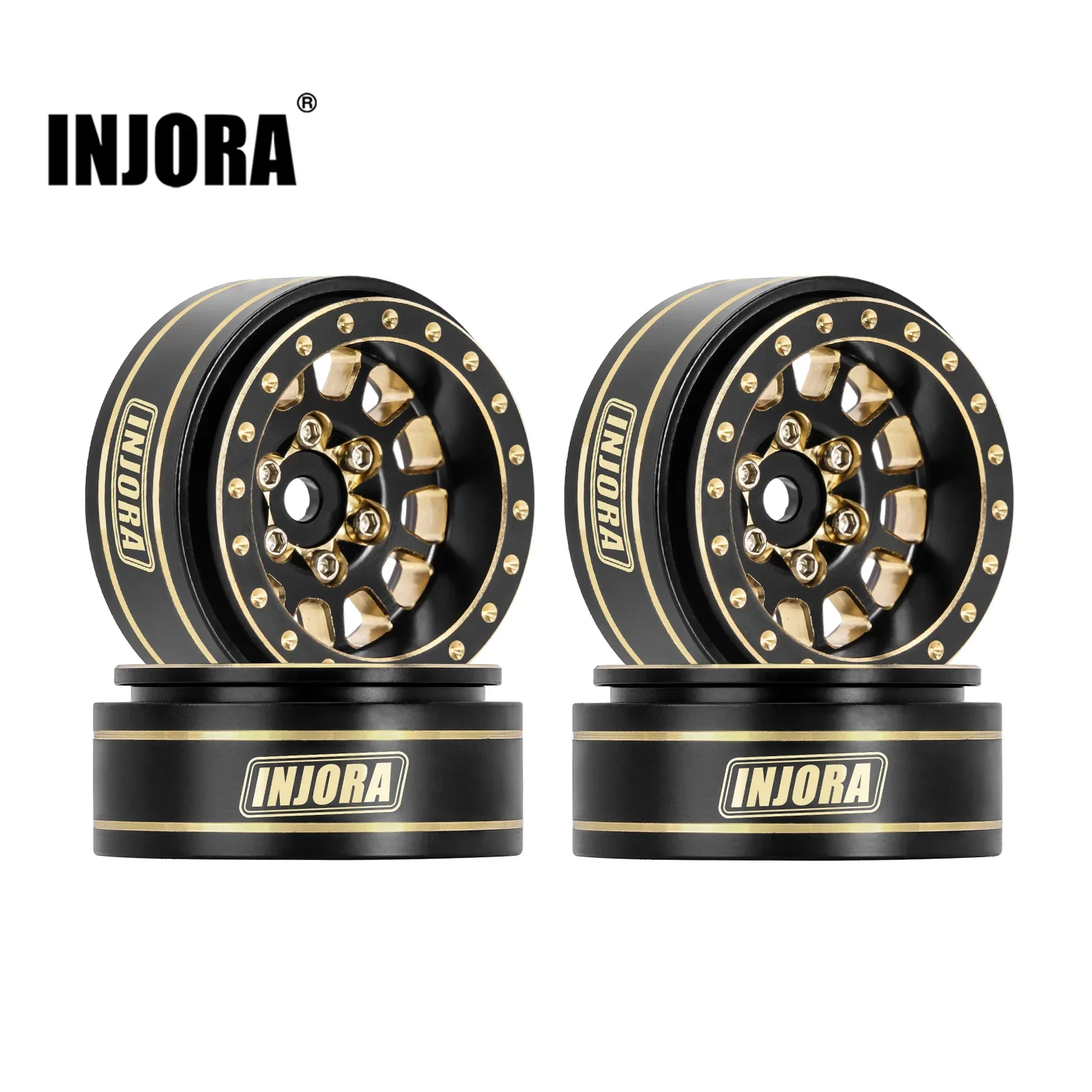 Brass INJORA 1.0 Plus Beadlock Wheel Rims For 1/24 1/18 RC Crawler Scx24 Trx4m Fcx24 (W1101 W1102 W1103 W1107) Smile ddmysmile (W1101 W1107)