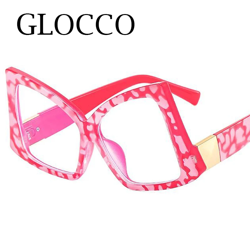 Irregular Reading Oversized Square Glasses Men ddmysmile Women New Trendy Optical Big Frame Anti Blue Light Presbyopia Eyeglasses Orange Smile