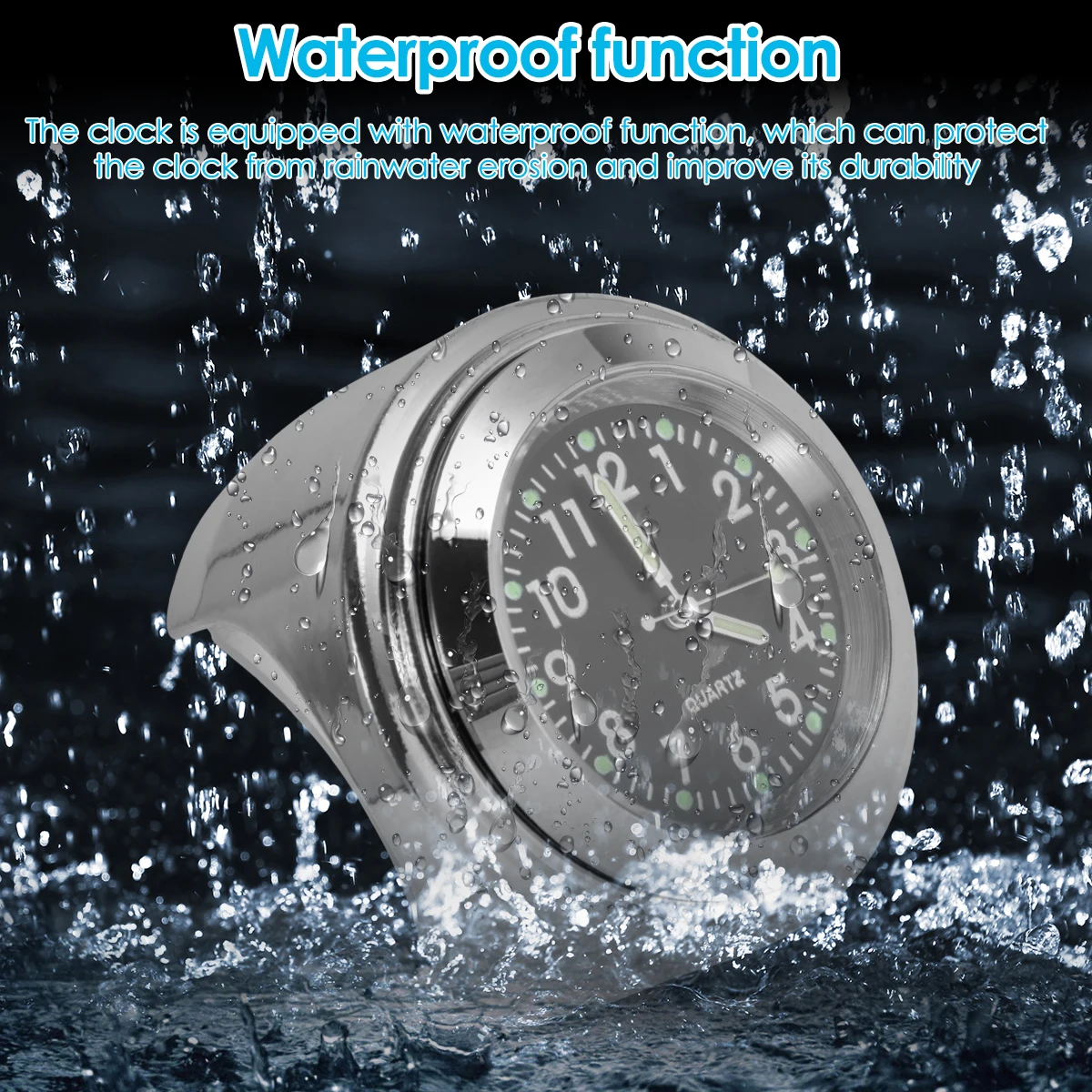 Motorcycle Handlebar Watch Waterproof Chrome Bike Handlebar Mount Quartz Clock Watch Aluminum Luminous Clock Moto Accessories