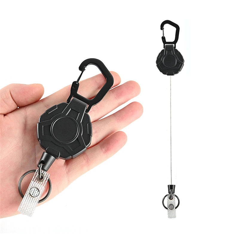 Heavy Duty Retractable Key Chain Anti-theft Keychain with Carabiner Max Extending Length 23'' Retractable Badges Holder