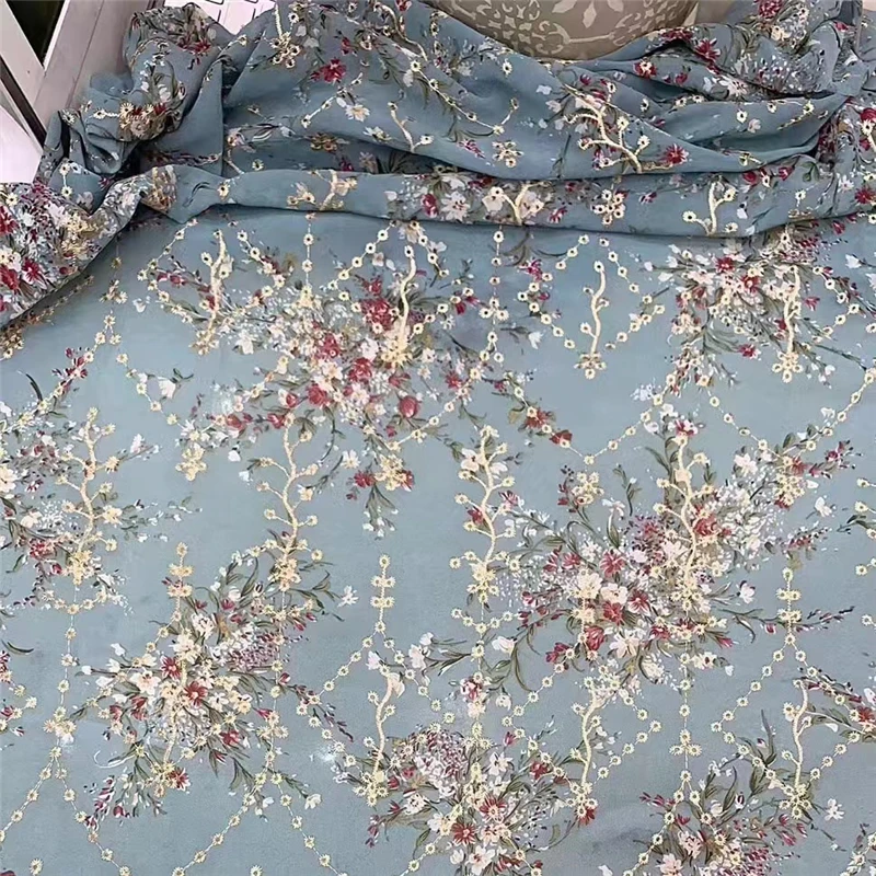 Velos de Mantilla de gasa Vintage en forma de D triangulares para iglesia, cubierta de cabeza de masa de catedral, dorado, colorido, Floral, azul